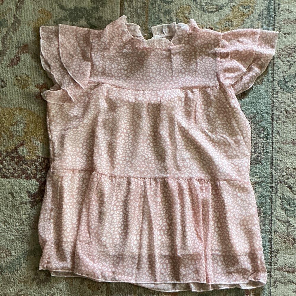 Womens Pink Ruffle Sleeve Top